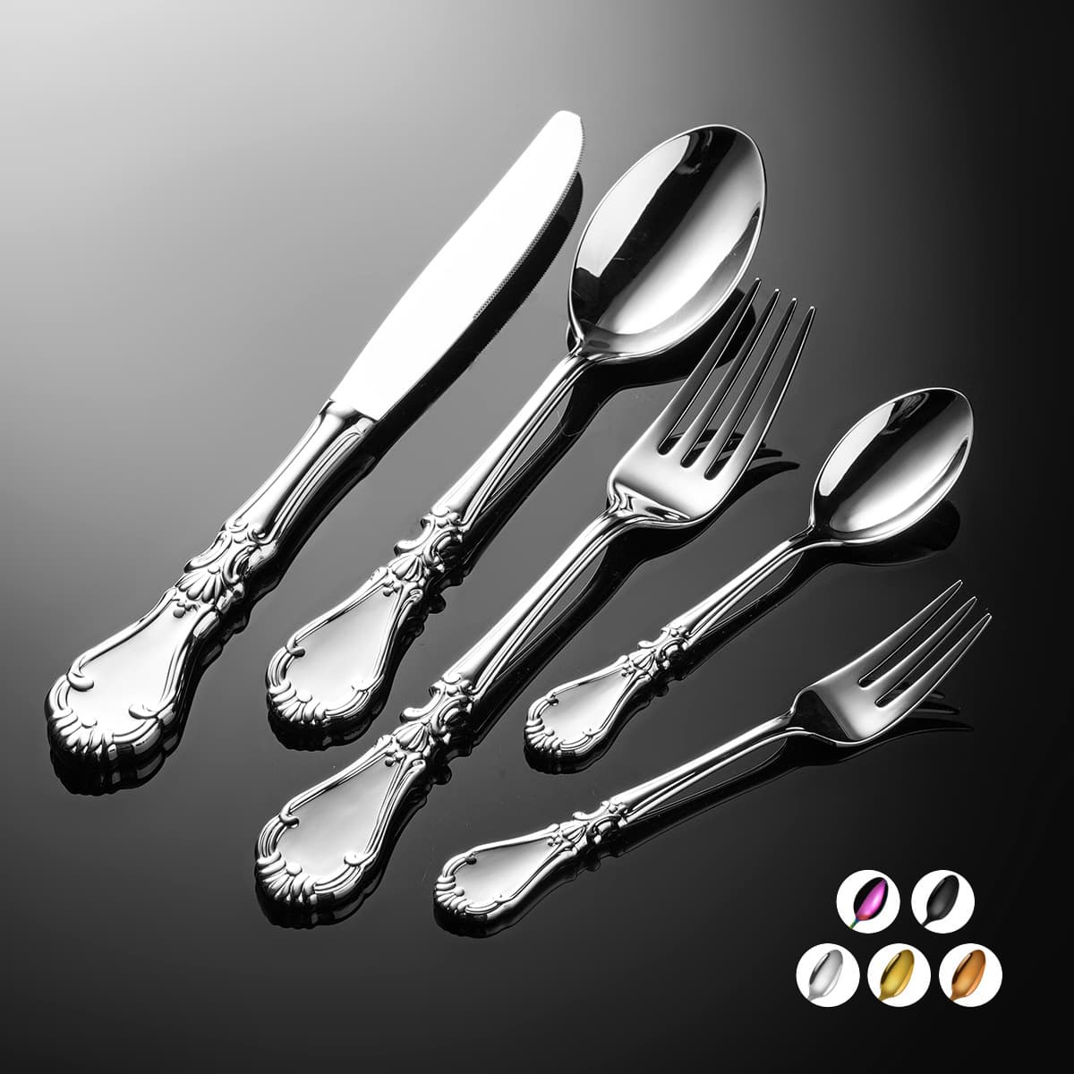 Premium Star-Grade Forged 304 Stainless Steel Hotel Cutlery Knife Fork Spoon Coffee Spoon, Home Steak Knife Fork Dessert Spoon