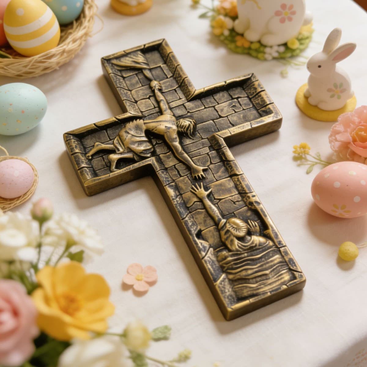 Cross-border Easter resin crafts vintage carved ornaments home decoration Easter decorations