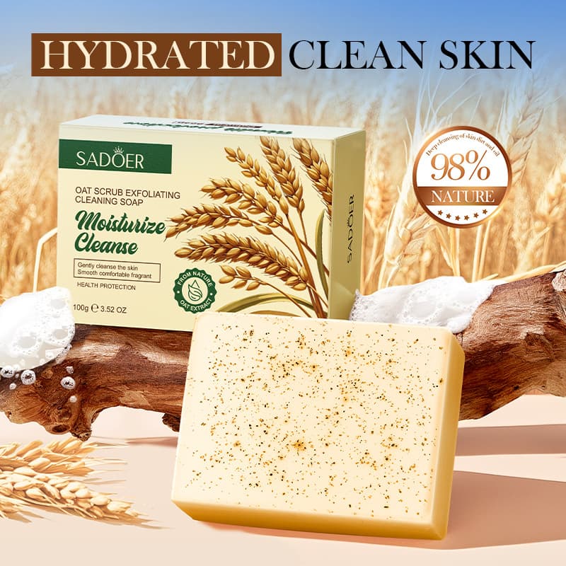 Cross-border Oatmeal Exfoliating Soap 100g Body Scrub Cleansing Bar Handmade Soap Wholesale from Factory