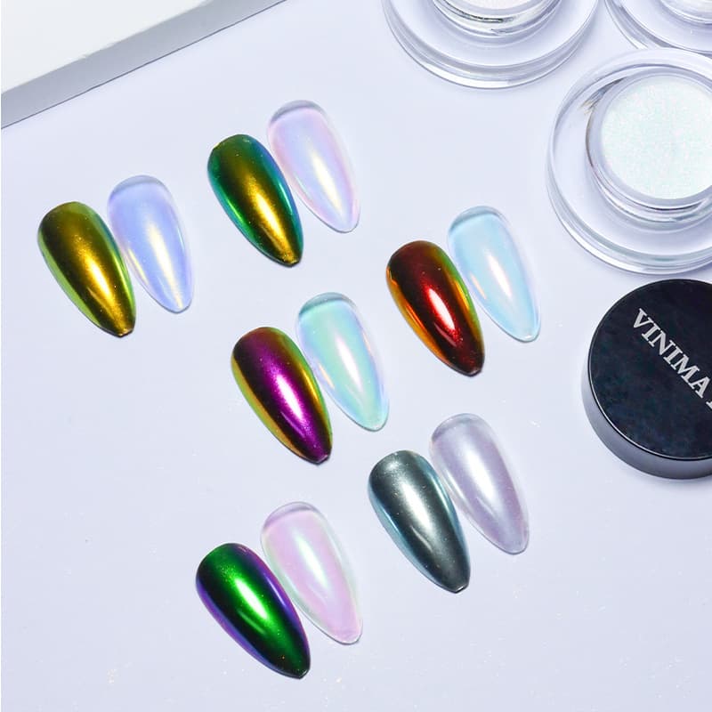 VINIMAY moonlight powder 6 colors nude powder ice transparent powder new product aurora powder nail art magic mirror powder white neon powder wholesale