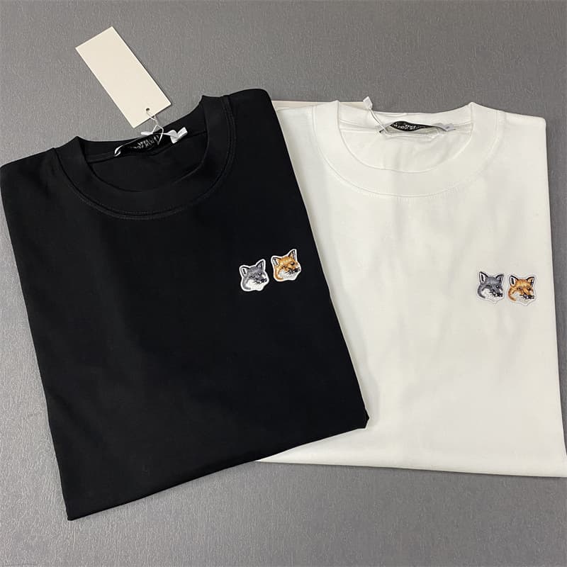 New Hot Selling Korean and Japanese Oversized T-Shirt MK Fashion Double Fox Head Embroidery 100% Cotton Loose Fit T-Shirt for Men and Women