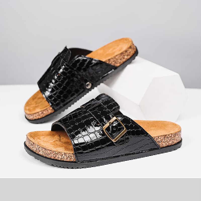 Foreign trade solid color cross-border sandals for men 2026 summer new thick-soled Boken slippers Korean version one-word cork slippers