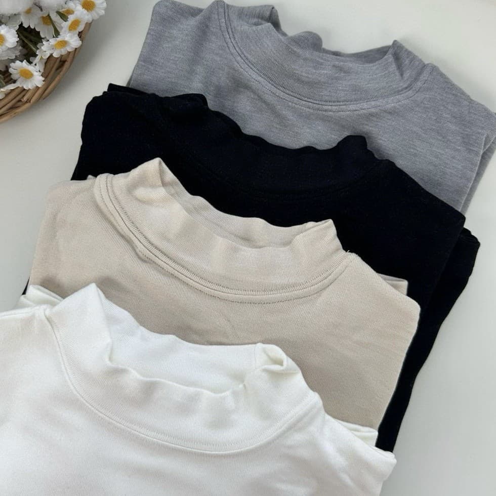 Cashmere Protein Mid-Neck Single Layer Solid Color Long Sleeve Warm Base Layer Women's Built-in Bra Simple Outer Top 5219
