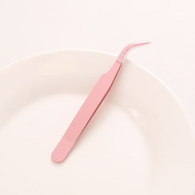 DIY Colored Pointed and Curved Head Clips, Pink Macaron Stainless Steel Tweezers, Eyelash Handmade Journal Tweezers Tools