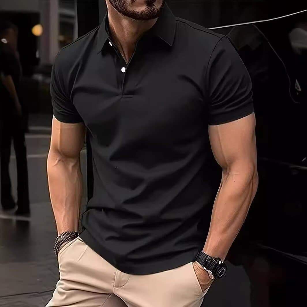 Summer Men's Short Sleeve T-Shirt Shirt Collar Polo Shirt Thin Fitness Sports Lightweight Slim Fit Affordable Business Polo Shirt