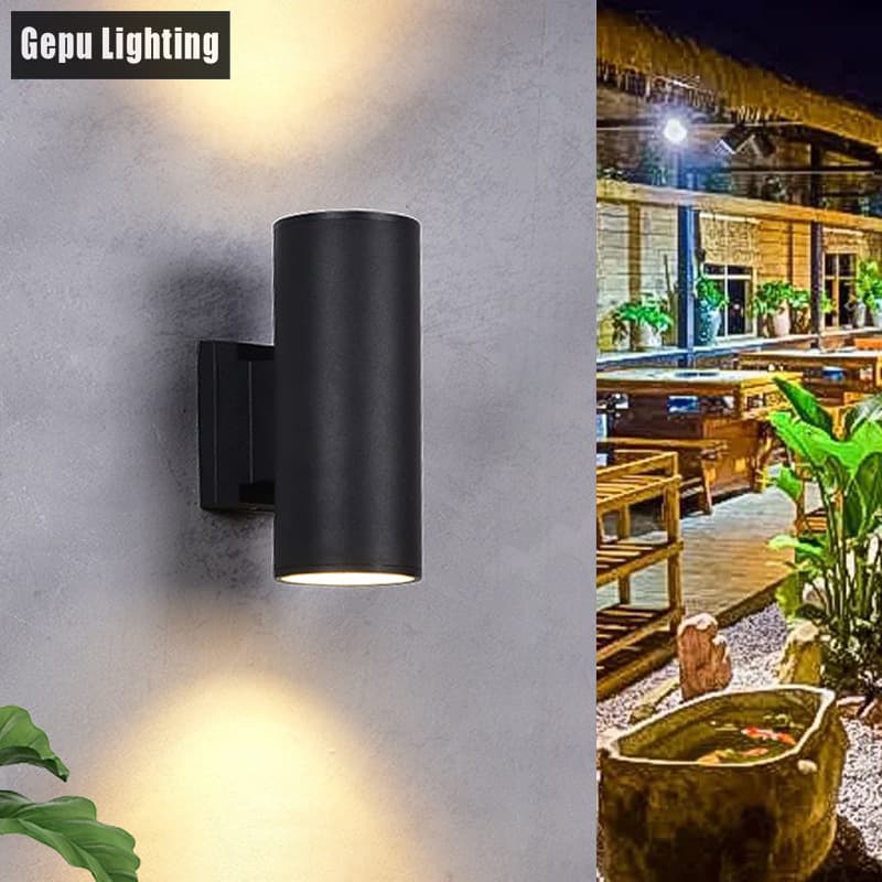 Outdoor Wall Light Plastic Housing Waterproof Double-Head Front Door Balcony Terrace Exterior Wall Simple Courtyard Light Round Shape