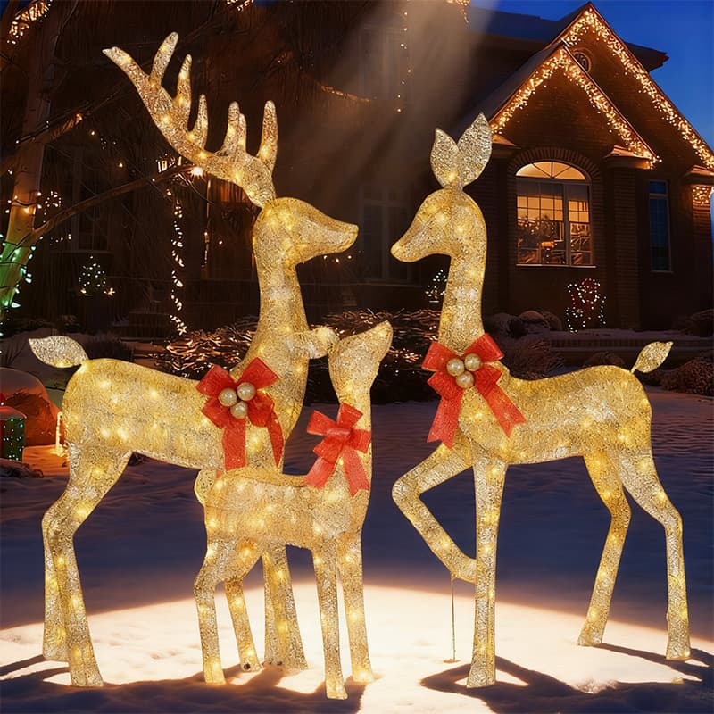 Christmas Deer Set, Luminous and Waterproof, Wedding Party Decorations, Christmas Iron Art Decoration, Scene Arrangement, Christmas Supplies