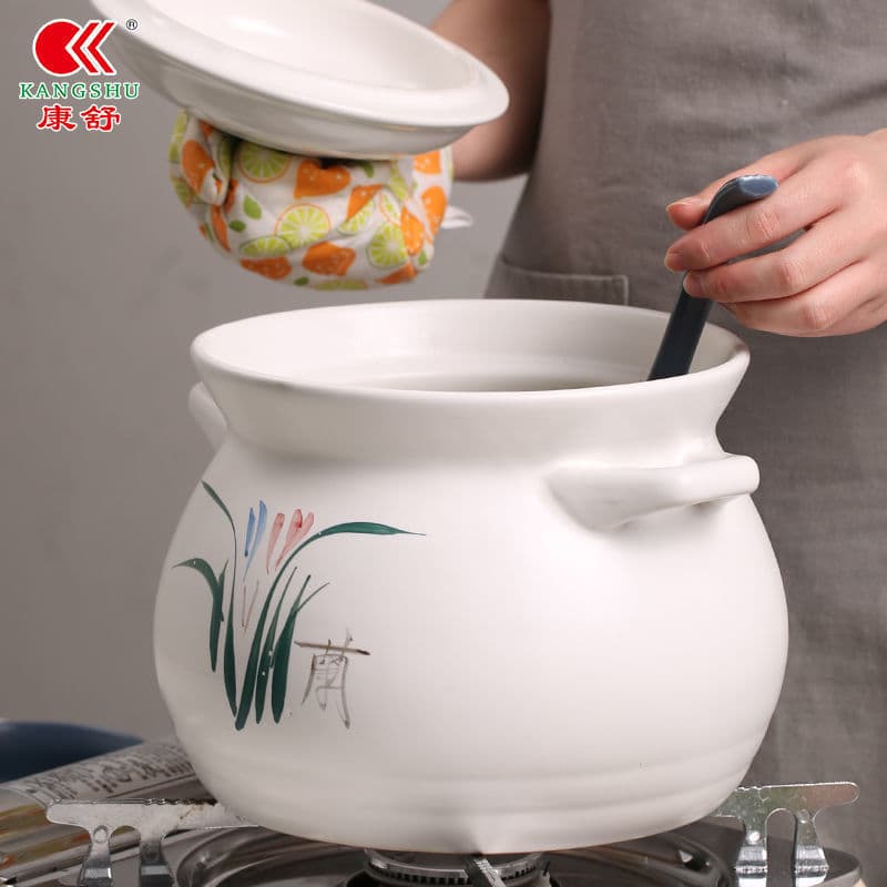 Kangshu casserole, soup pot, stew pot, ceramic pot for home use, large capacity, high-temperature resistant, direct open flame, gas stove porridge pot, clay pot
