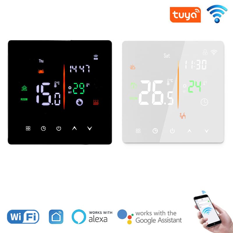 Tuya App Smart Remote WiFi Underfloor Heating Thermostat, Electric/Water Underfloor Heating Thermostat with Boiler Linkage