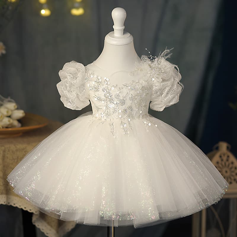 Girls' dress, light luxury, high-end birthday presenter's piano performance dress, flower girl's wedding dress, little girl's one-year-old dress