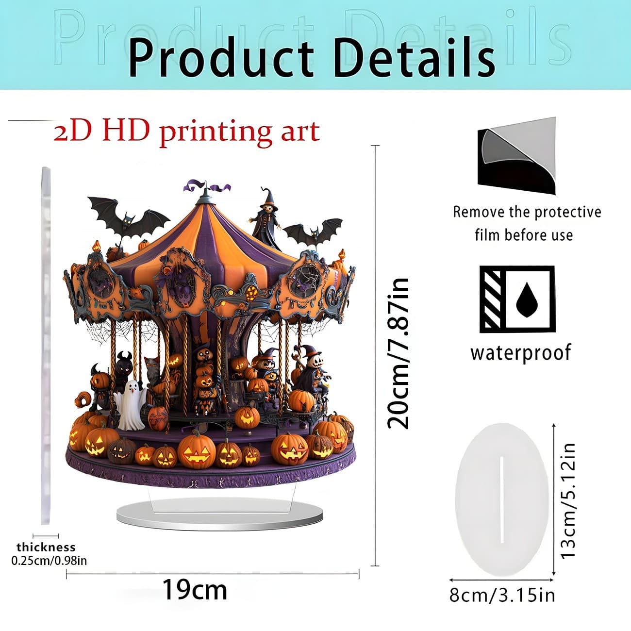 Cross-border new product carousel flat acrylic ornaments Halloween holiday home decoration ornaments desktop