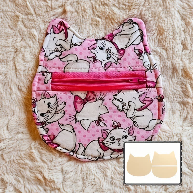 3PCS Cute Cat Coin Purse Wristlet Crossbody Bag Template Ruler, Acrylic Template for Long-arm Sewing Machine Quilting
