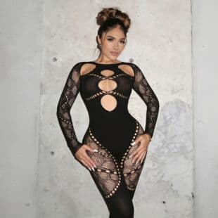 Vacation Hot Girl Outerwear Hollow High-Waist Slim Fit Thickened Bodysuit Women's High-Gauge Premium Outerwear Bodysuit