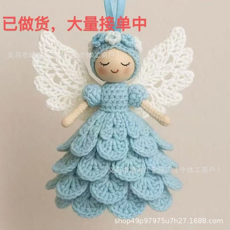 Christmas DIY crochet angel decoration kit, cute knitted Christmas tree ornaments, woolen jewelry, keychains