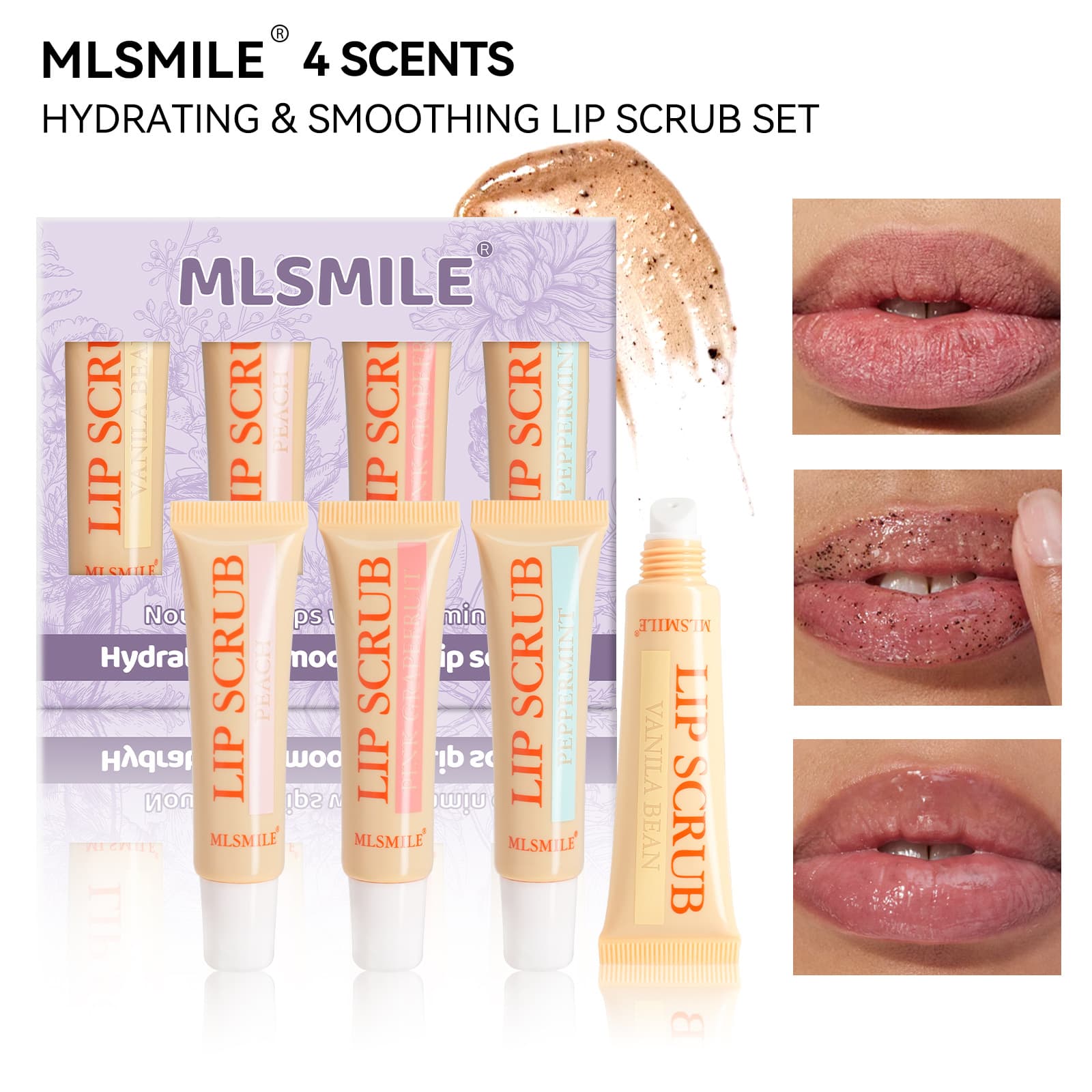 MLSMILE Cross-border Exclusive Lip Scrub Set Exfoliating Dead Skin Fade Lip Lines Lip Balm 4-Pack