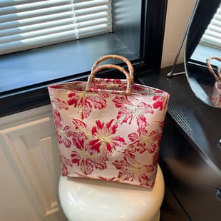 Stylish Women's Cross-Border New Chinese Retro Bamboo Jacquard Hanfu Large-Capacity Tote Handbag