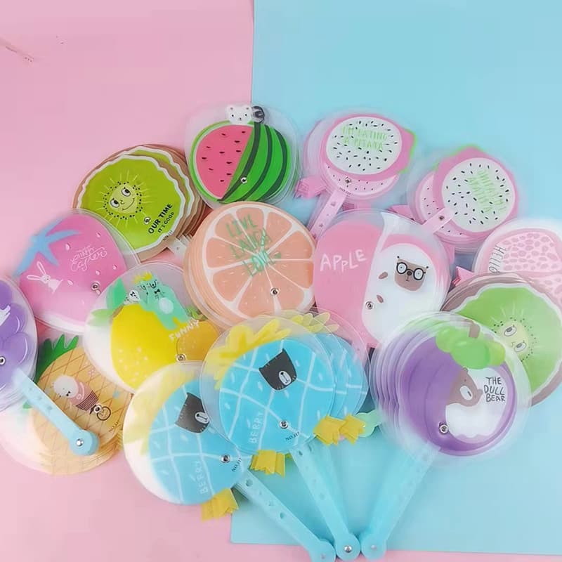 Cute Cartoon Fruit Small Fan Children Gift Creative Seven-fold Fan Hand Fan Street Promotion QR Code Gift