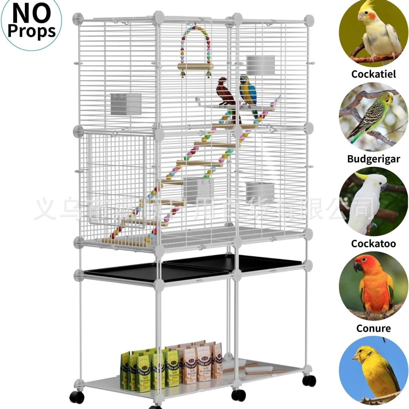 Bird Cage Parrot Cage for Home, Large, for Cockatiels, Lovebirds, Budgies, New Anti-Splash Luxury Villa Storage Cabinet, Cross-Border