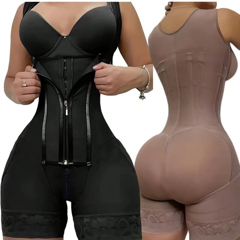 Cross-border Large Size 13-Bone Steel Corset Bodysuit Full Body Shaping Waist Trainer Tummy Control Bodysuit with Zipper Crotch Butt Lift Shapewear
