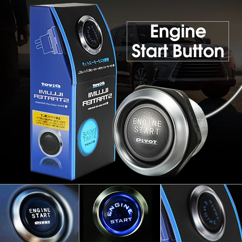 Car Modification 12V One-Key Start System Switch Accessory Key One-Key Start Button Blue LED
