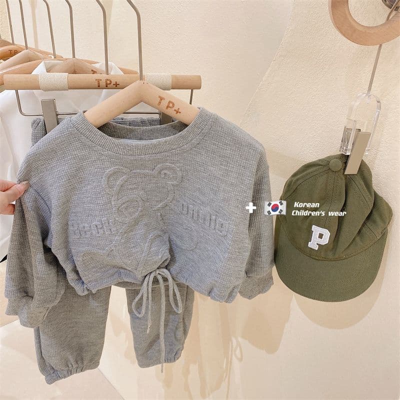Sweet little girl's bear sweatshirt suit spring and autumn new style children's cartoon sweatshirt and trousers two-piece trendy set