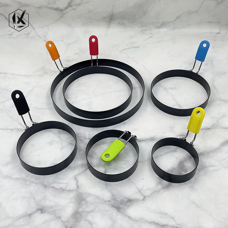 430 Stainless Steel Round Egg Ring with Silicone Handle, Egg Frying Mold, Pancake Mold, Egg Ring