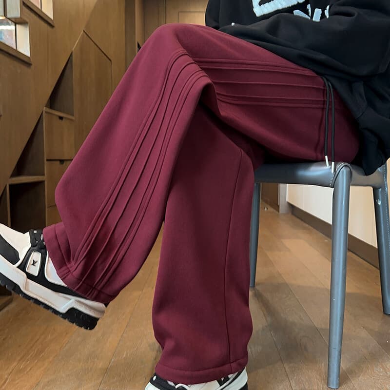 2025 New Striped Pleated Casual Pants Men's Loose-Fit Sweatpants Women's Wide-Leg Straight-Leg Long Pants For Teens