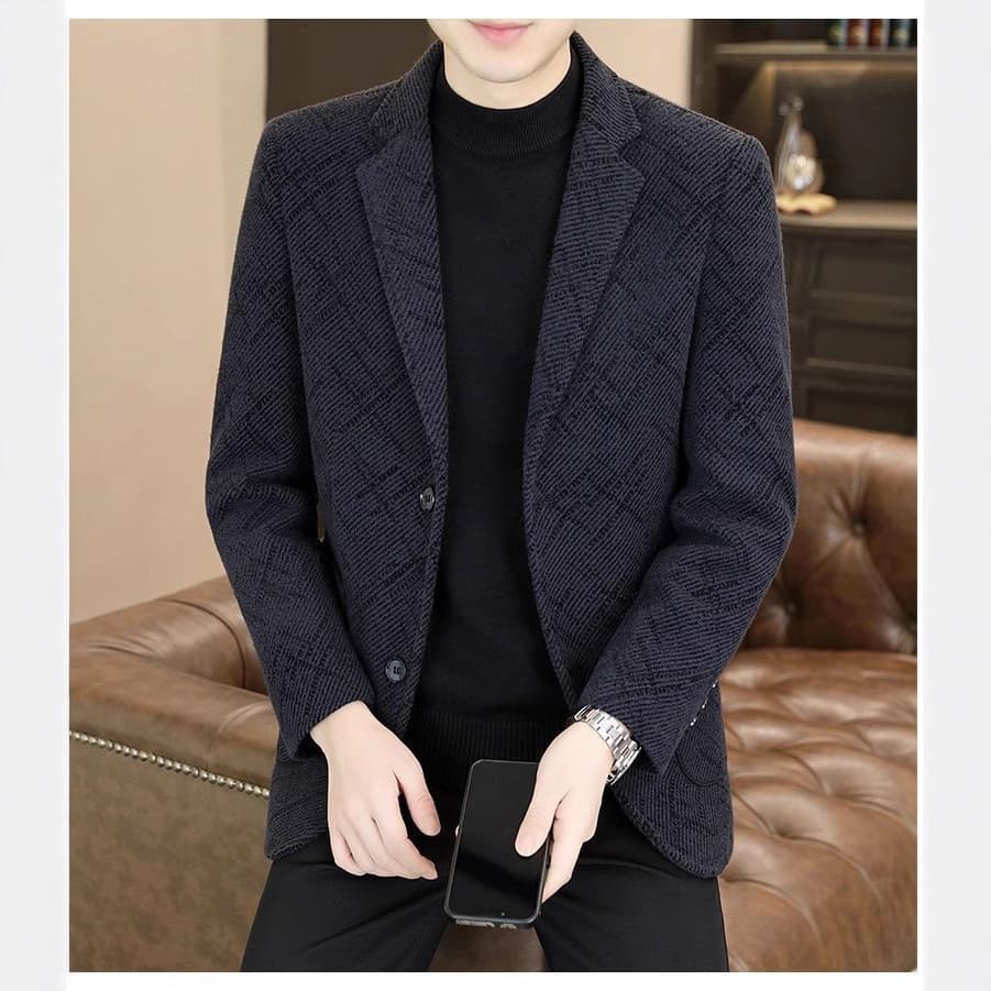Men's Business Suit Autumn Winter High End Style Outfit Casual Wear Polyester Fiber Machine Washable Windproof Wear Resistant