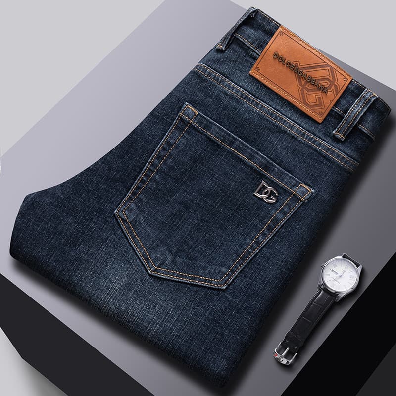 Brand New Men's Stretch Straight Leg Jeans Blue Original Order Export Cross-Border 2025 New Arrival