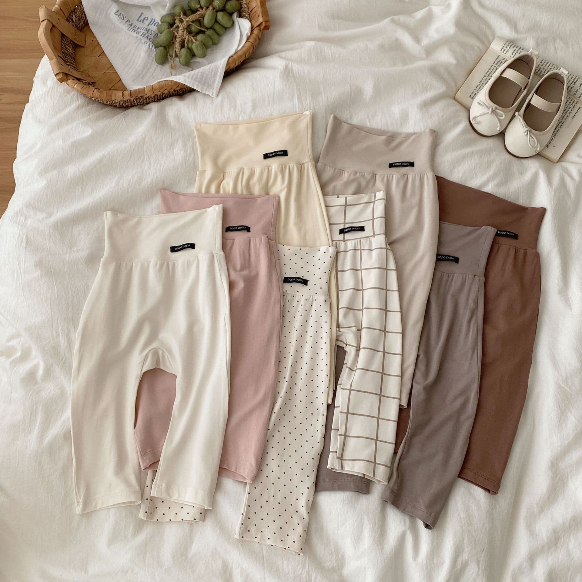 Spring Summer New Baby Home High-Waist Pants Thin Belly Protection Pants Infant Warm Tight Pants Bamboo Fiber Cool Cotton