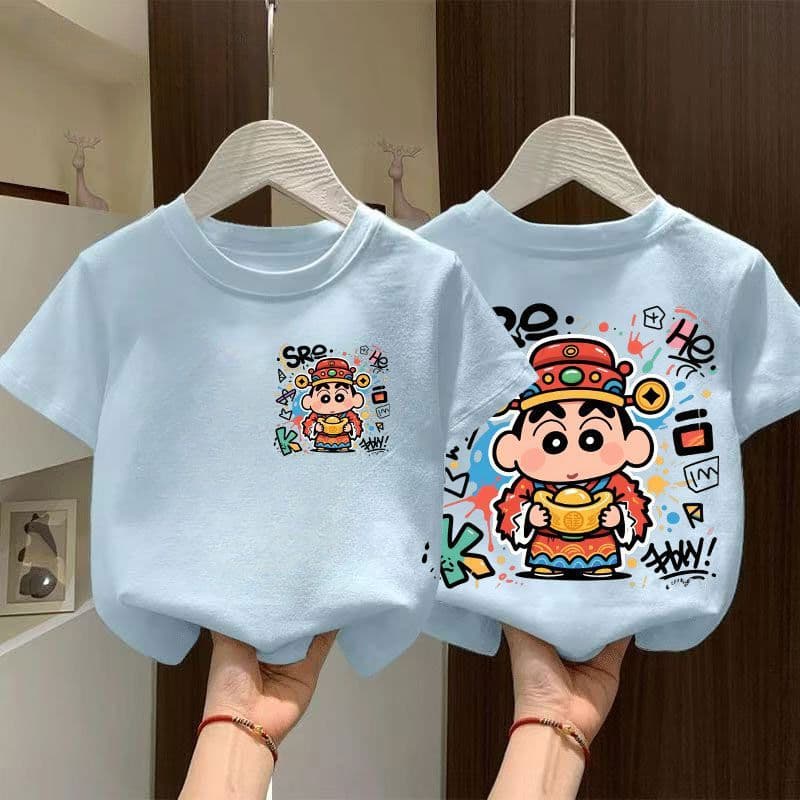 Children's Pure Cotton Short-Sleeve T-Shirt, Summer Thin Style, Boys' and Girls' Summer Clothing, Medium and Large Kids Korean Style Half-Sleeve Undershirt