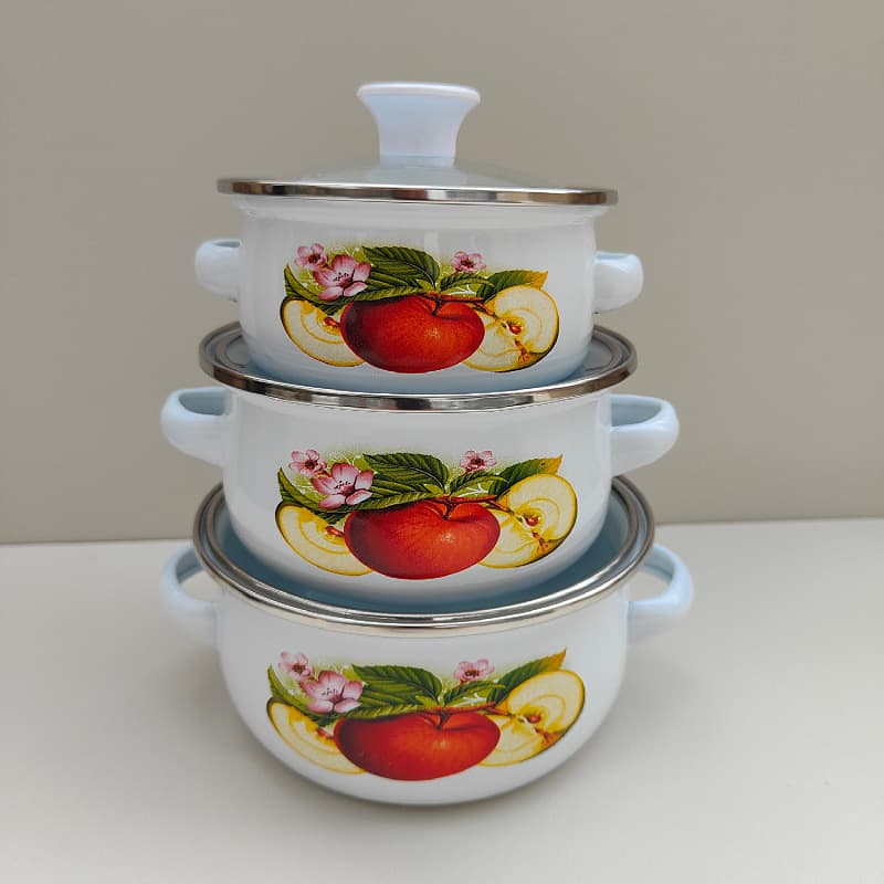 Enamel Double-Ear Mini Pot Casserole Soup Pot Small Stew Pot for Instant Noodles, School Cafeteria, Meal Prep, Portable and Heatable