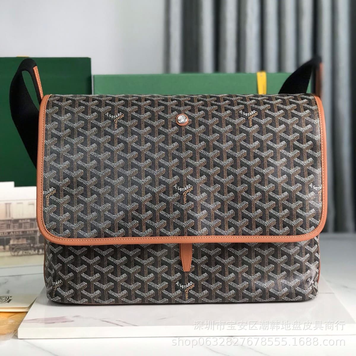 Goyard Men's Bag Capetien Monogram Chevron Shoulder Crossbody Men's Large Messenger Bag Briefcase