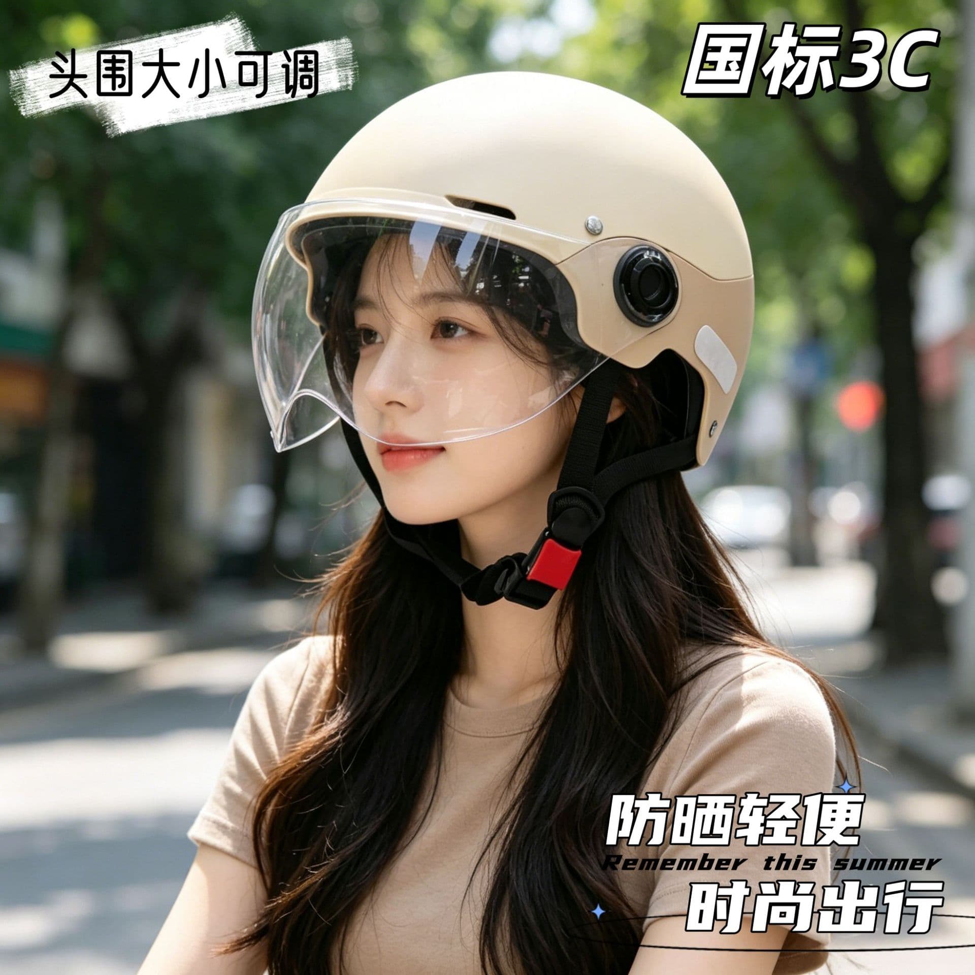 3C Certified Electric Scooter Helmet for Men and Women, Motorcycle, All-Season Safety Helmet, Two-Tone Half Shell, Sun Protection