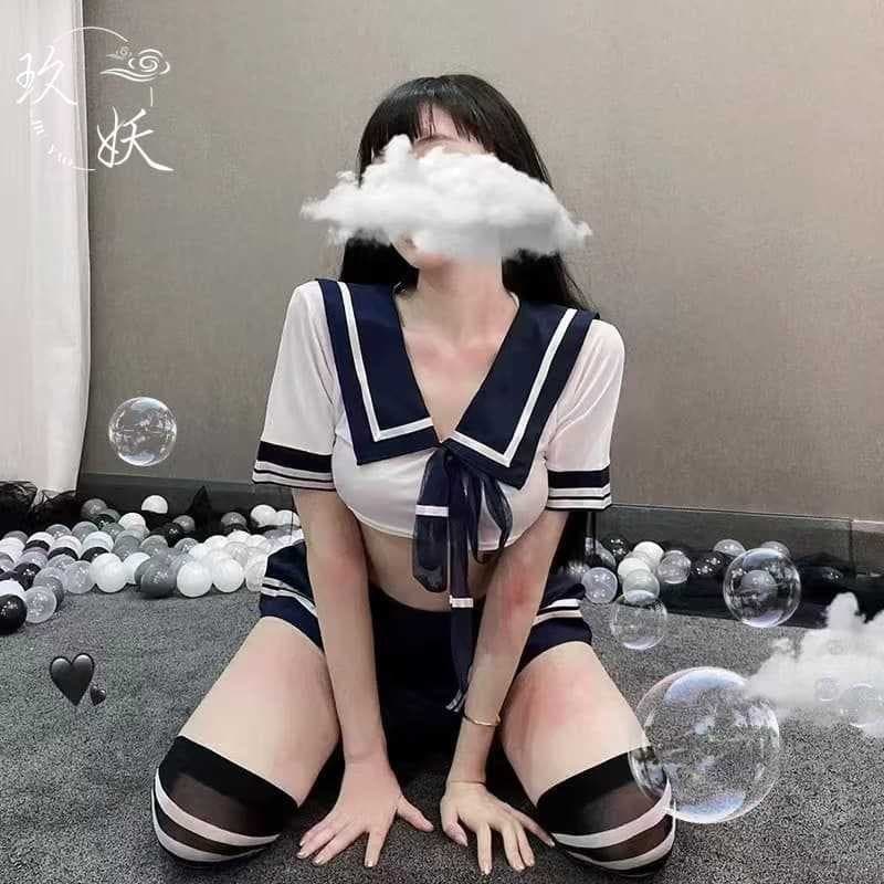 Sexy Lingerie Costume Plus Size Maid Stockings Temptation Transparent Clothes Women's JK Tight Fitting