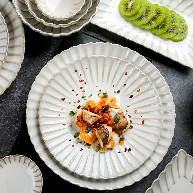 European Style Ceramic Bowl Plate Dishware Steak Dinner Plate Main Course Dish Chinese Home Use Utensils