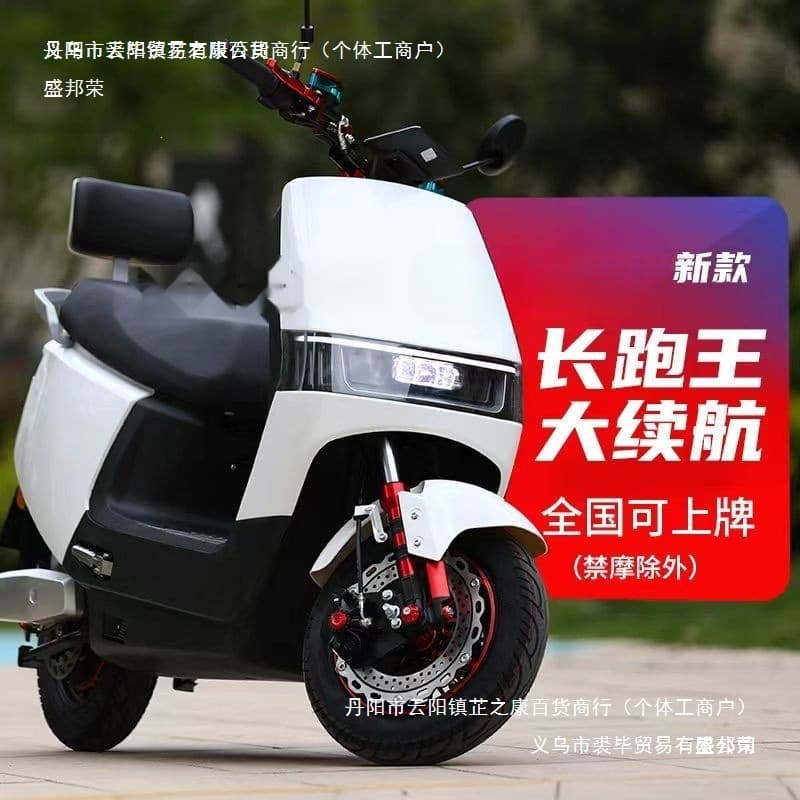 Cool Electric Scooter Home Commuter Two-Wheel Electric Motorcycle High-Speed Long-Range King Silver Gray Taffeta White