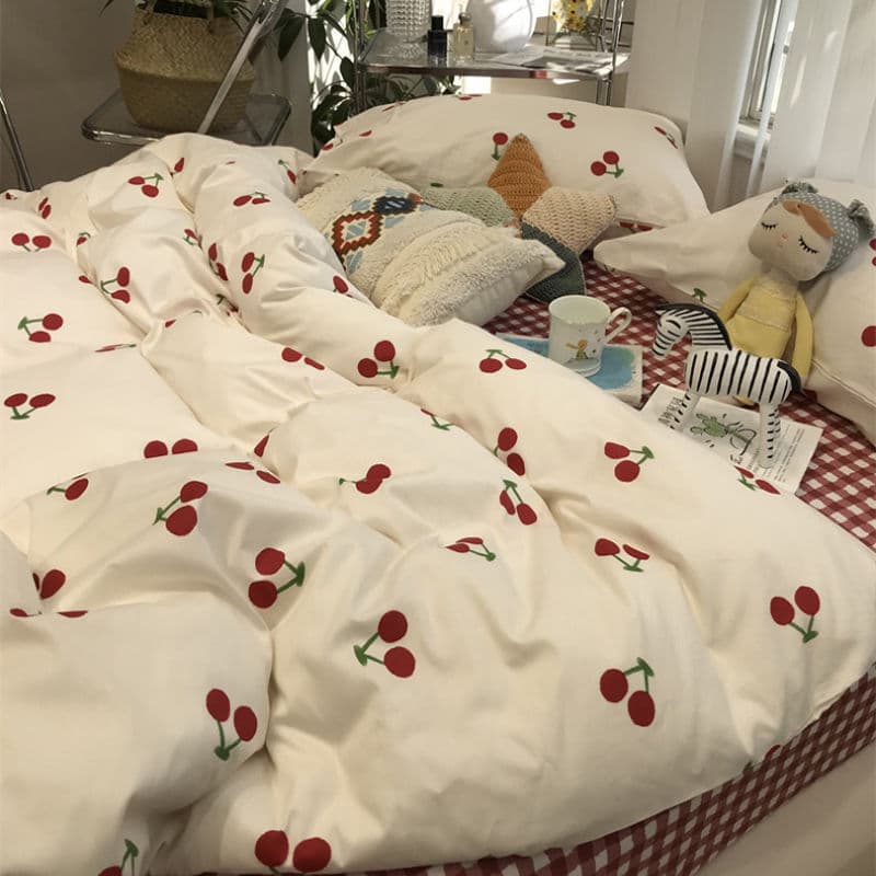 Nanjiren four-piece set, washed cotton duvet cover, student dormitory single bed quilt three-piece set, bedding duvet cover