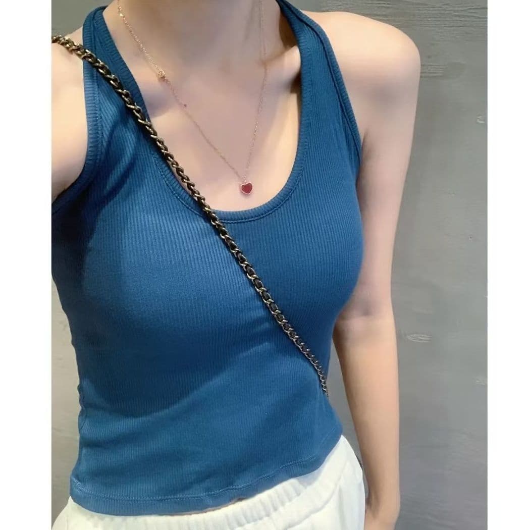 Early Autumn New Style Versatile Collar Halter Neck With Padded Bra Strappy Vest Women Inner/Outer Wear Slim Fit Slimming Sleeveless Top
