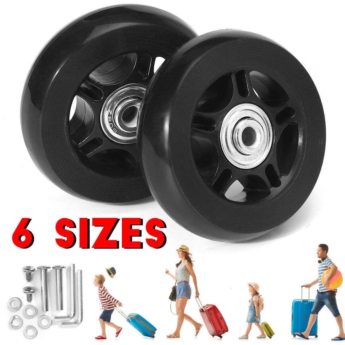 Cross-border Quiet Suitcase Travel Case Universal Wheels, Rubber Swivel Wheels, Luggage Bearing Repair Tool Kit