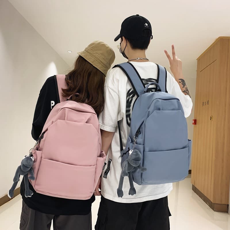 Forest style large-capacity solid color backpack men's trendy ins Korean version versatile school bag female high school student campus backpack