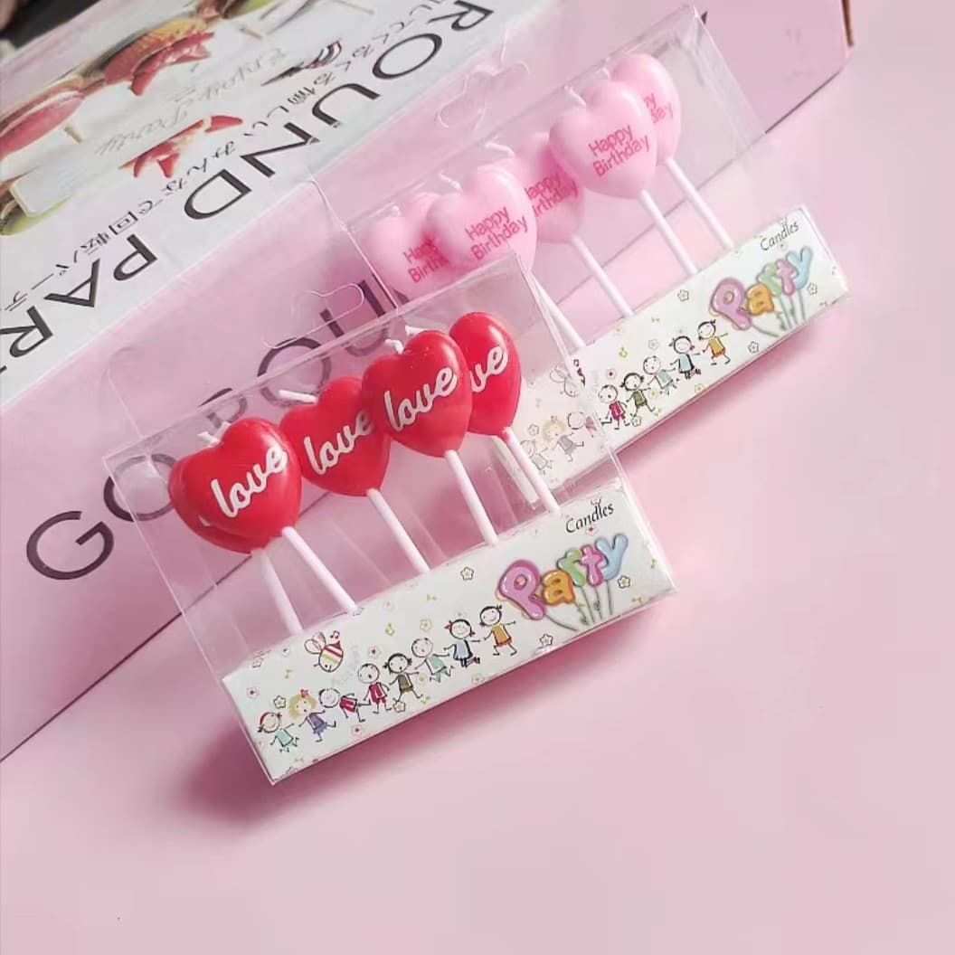 Love Heart Candle Valentine's Day Cute Candy Color Heart Candle Birthday Candle Birthday Party Cake Candle Dreamy