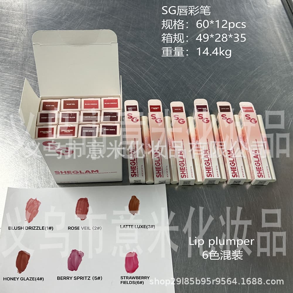 Cross-border Sheglam Lip Gloss Metal Tip Icy Plumping Mirror Lipstick Naturally Blurs Lip Lines Nude Lip Gloss In Stock