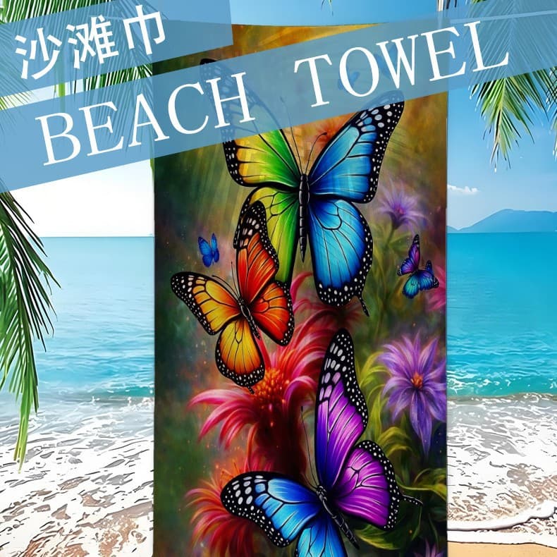 Cross-border Quick-dry Beach Towel, Quick-dry Absorbent Printed Microfiber Beach Towel, Fashionable Bath Towel for Seaside Export