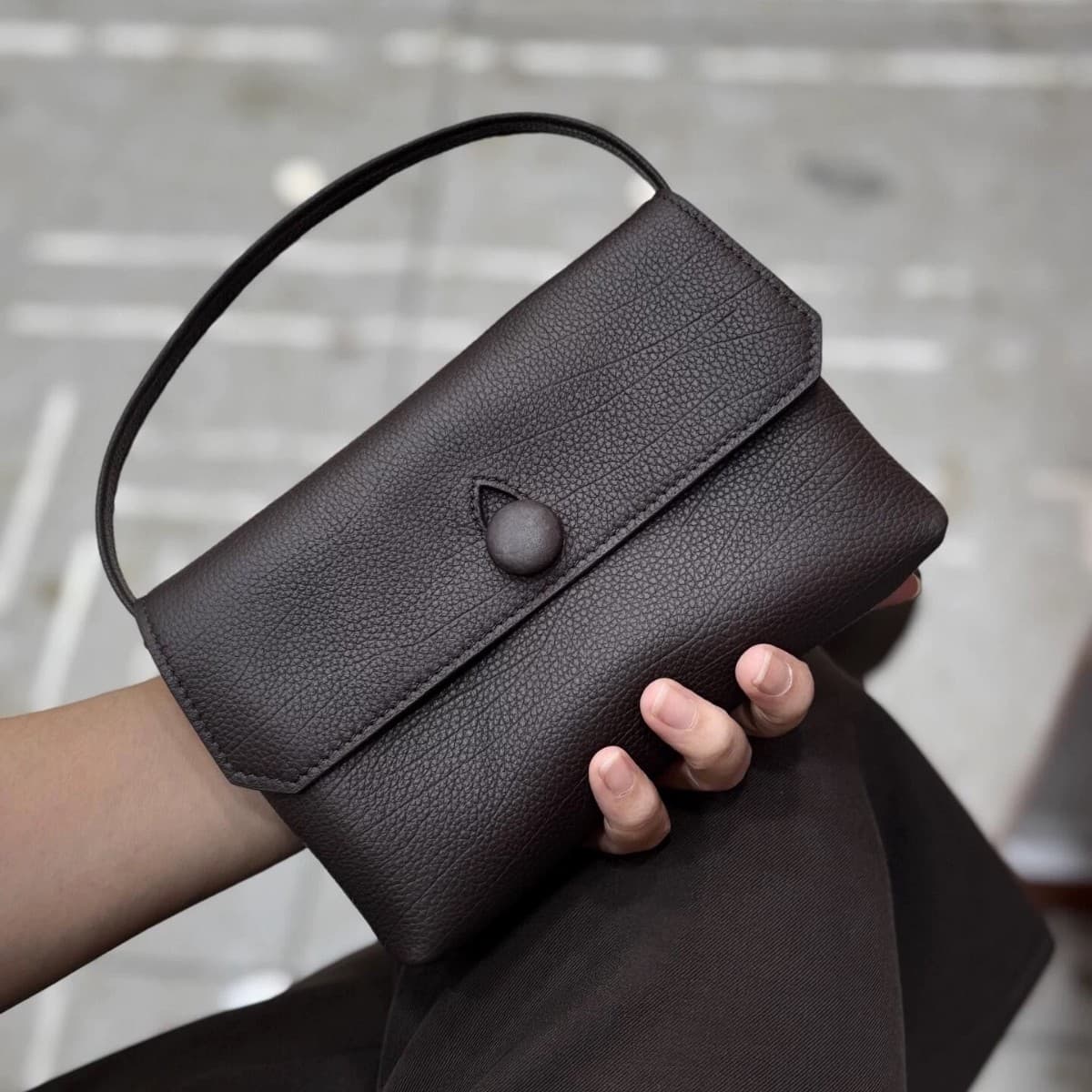 2025 autumn and winter new Sally bag fetal cowhide small square bag genuine leather women's bag minimalist design small hand bag