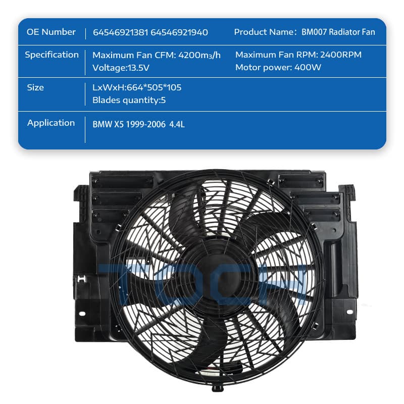 64546921381 64546921940 X5 E53 Car Cooling Fan