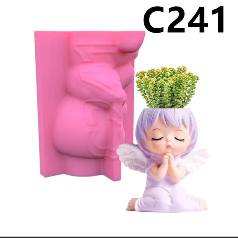 Angel Girl Succulent Flower Pot Silicone Mold DIY Handmade Resin Candle Holder C241
