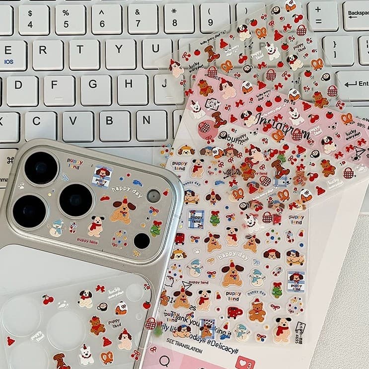 Cartoon diy lens film embossed sticker KT decorative pattern ins embossed three-dimensional mobile phone sticker cartoon diy nail