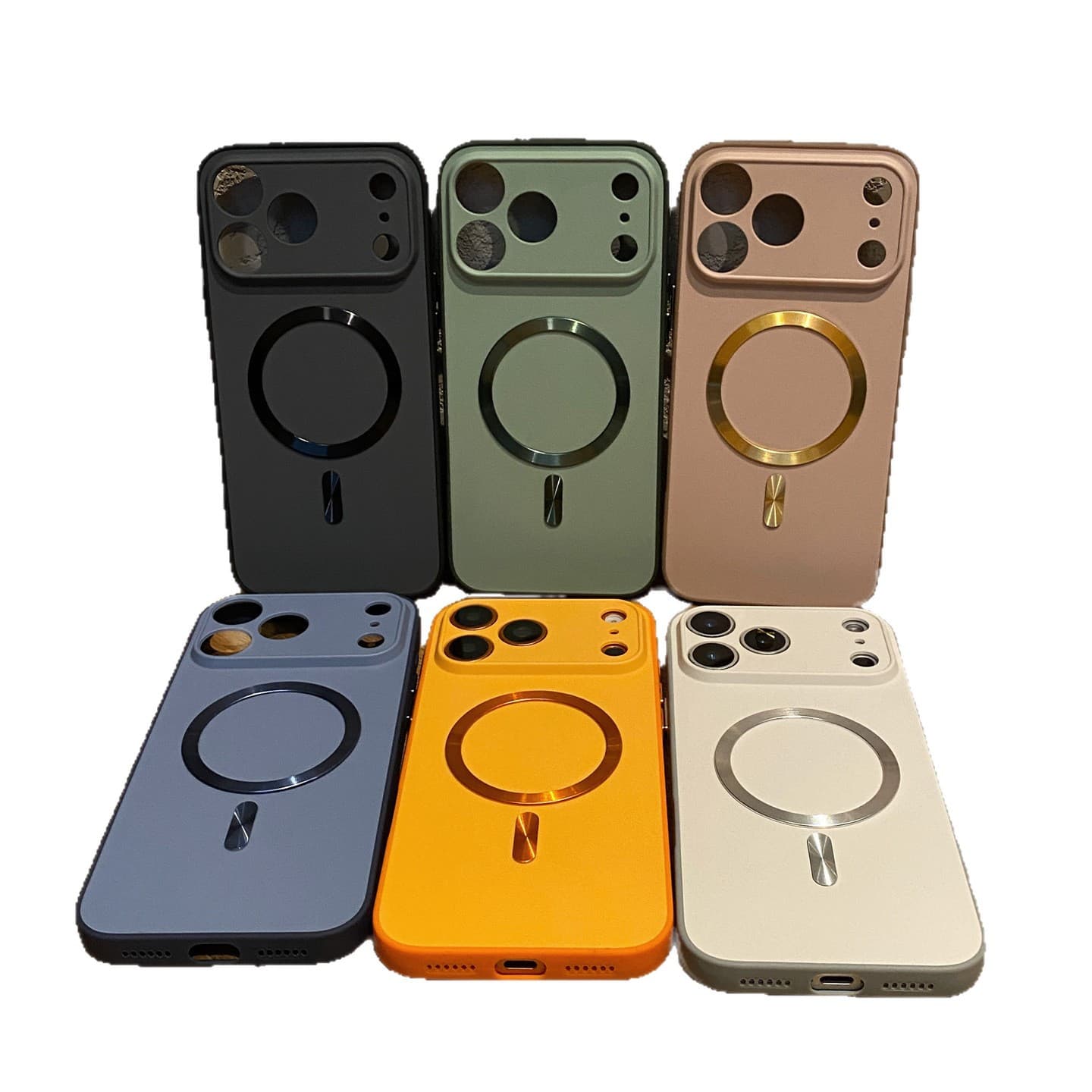 Metal Ring Magnetic Case for Apple 17 Pro Max, 16/15/14 Contrast Color Full Coverage 13 Pro Shockproof 12P