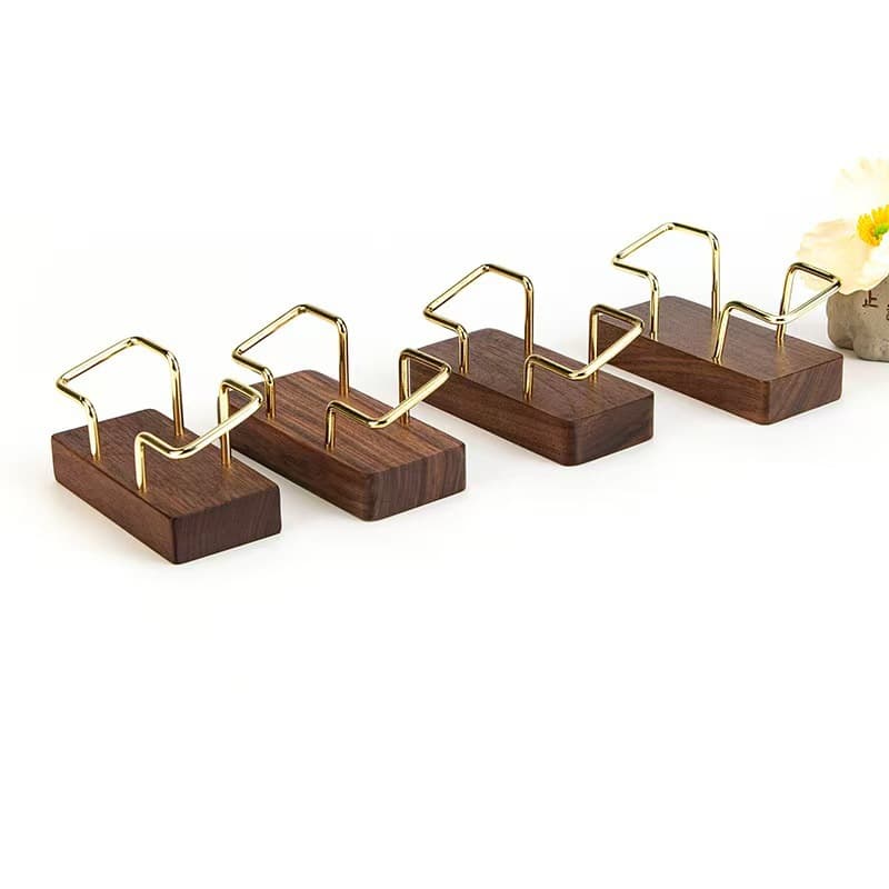 European Walnut Business Card Holder Car Mount Base Hotel Message Clip Card Box Front Desk Desktop Bank Card Stand